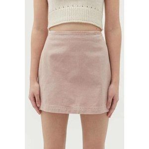 Urban Outfitters BDG Sara Twill High-Waisted A-Line Mini Skirt Pink Denim